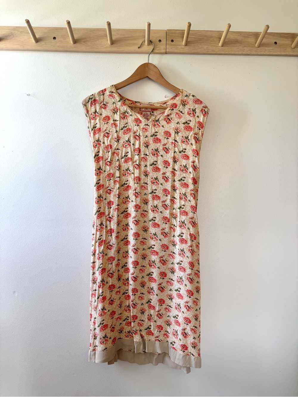 Floral Cap Sleeve Tunic - Cream with Pink Flow